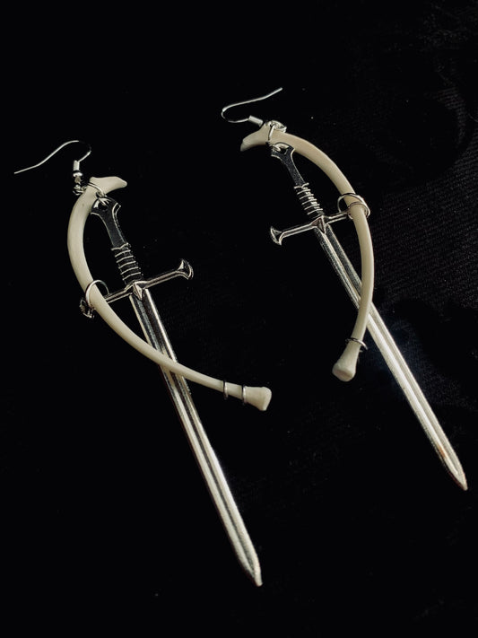 Sword & Cat rib earrings