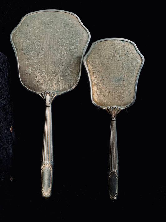 Vintage Art Deco Brush & Mirror Set – Gold-Plated, Made in England
