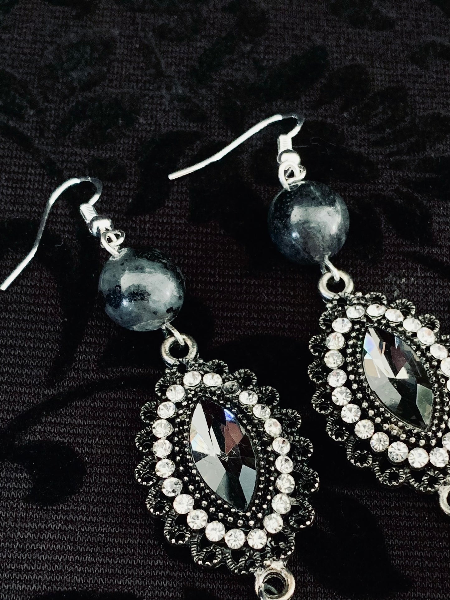 Dark Queen Larvikite earrings