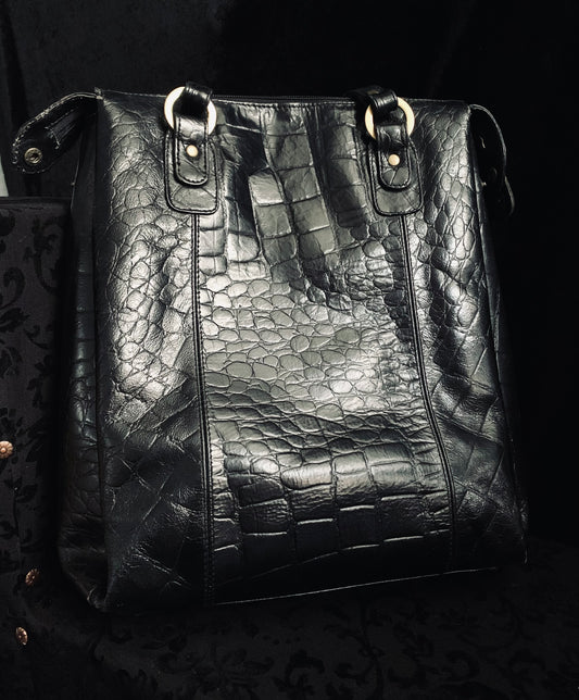 Crocodile leather convertible bag