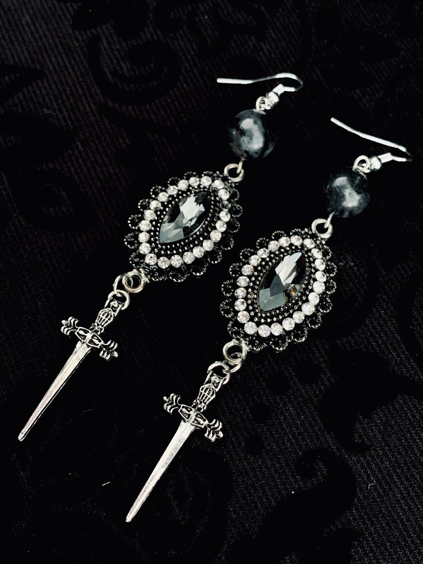 Dark Queen Larvikite earrings