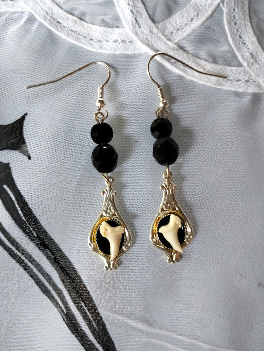 Fox Claw Silver & Onyx Earrings