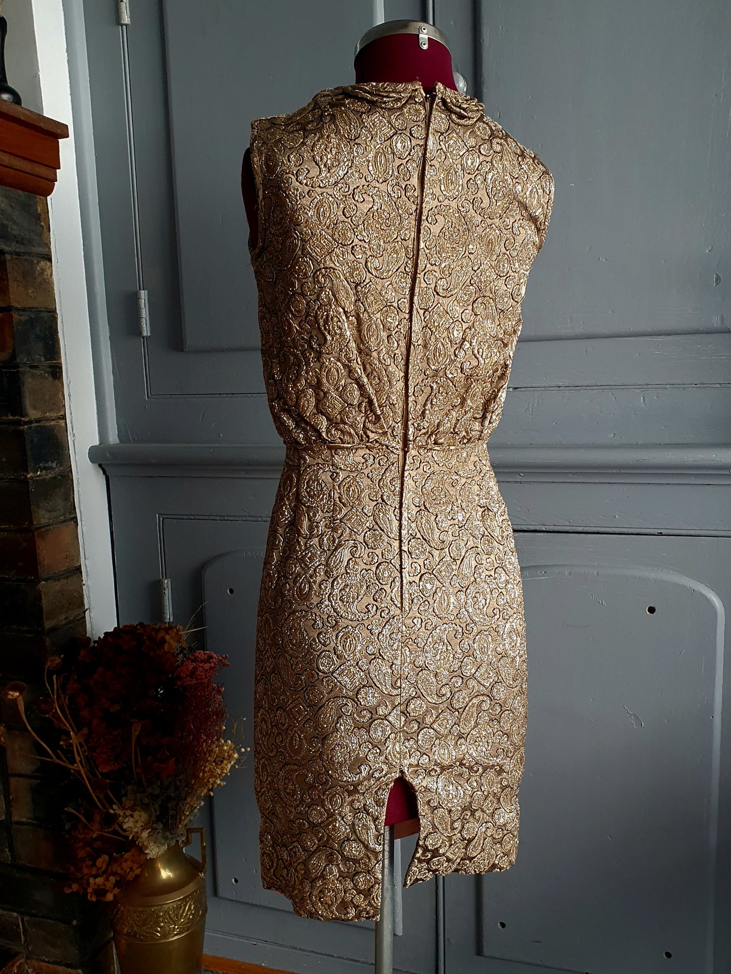 Vintage 1960s Gold Lamé Brocade Cocktail Dress – Farmer’s Sydney – AU 8