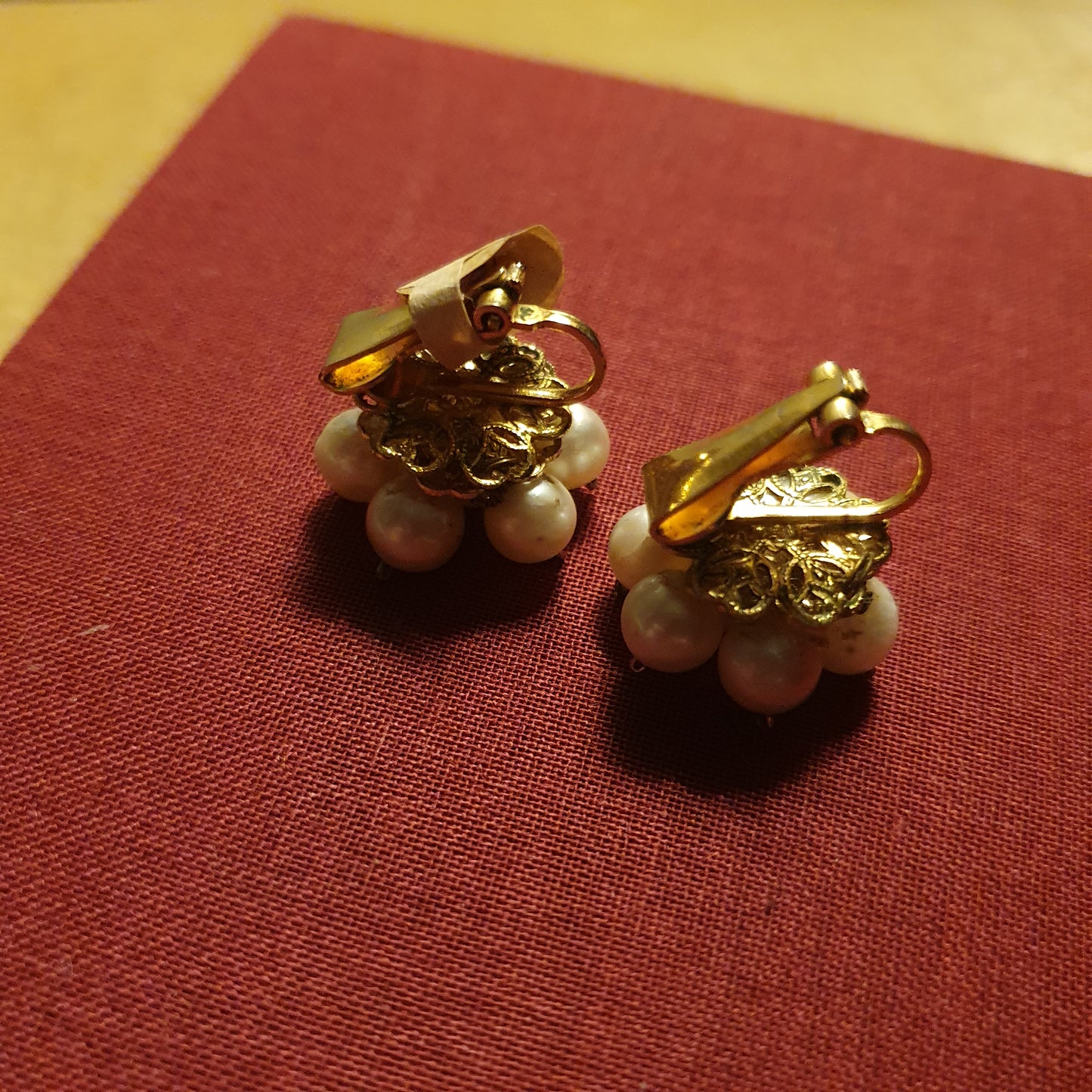 Vintage Cultured Pearl Cluster Clip-On Earrings
