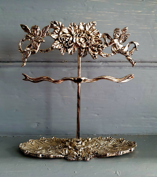 Vintage Cherub & Roses Metal Display Stand – Late 1970s–80s