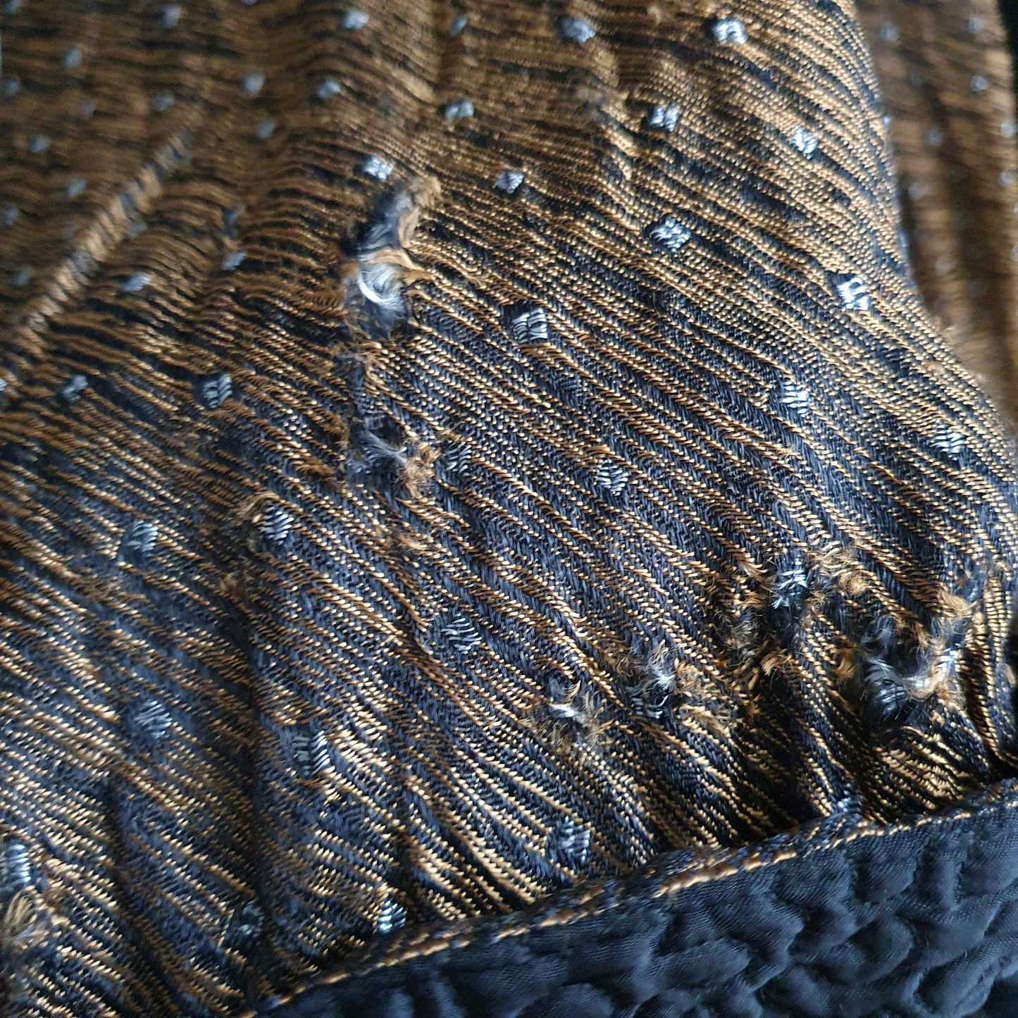 Antique Silk Dressing Gown – Bronze & Black M/L