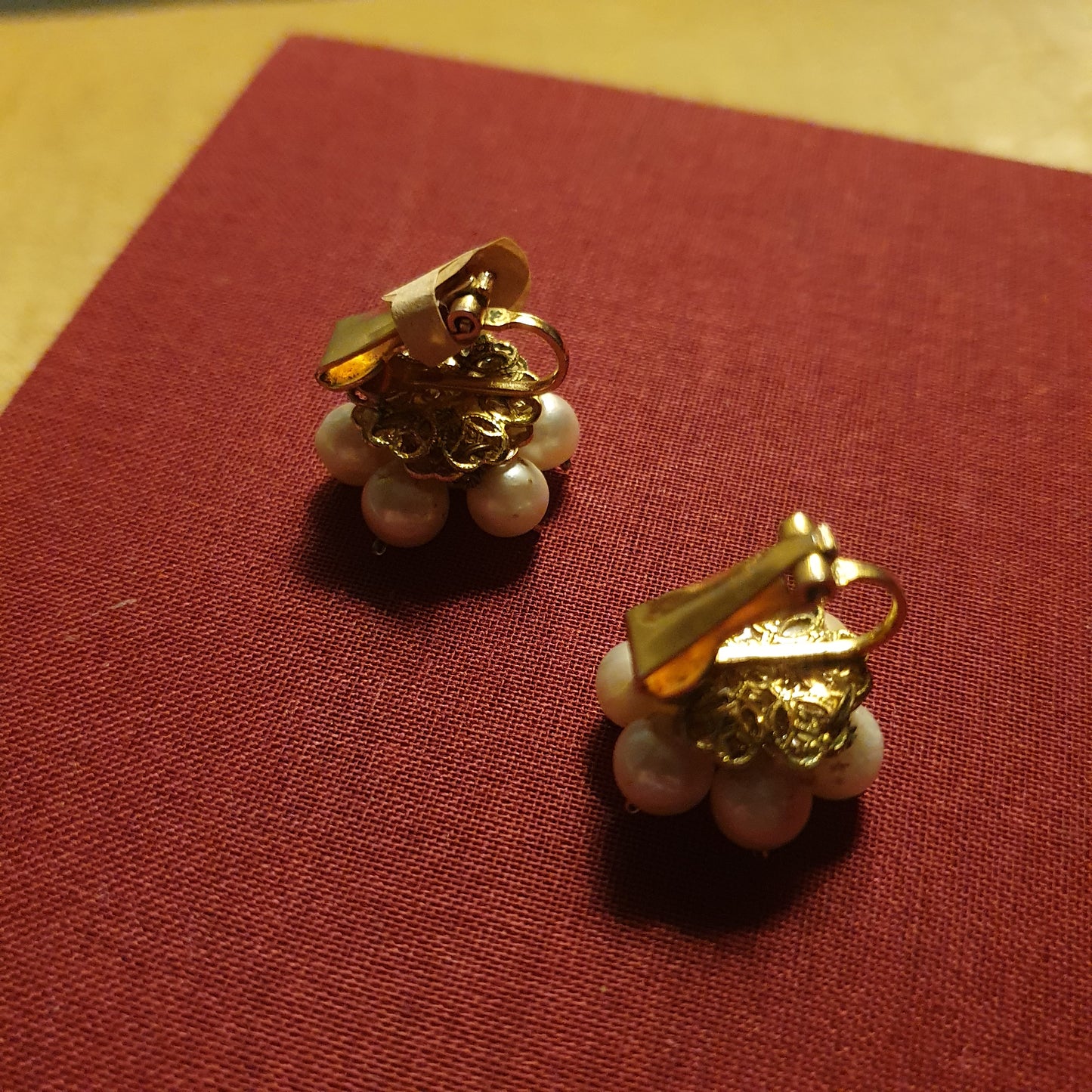 Vintage Cultured Pearl Cluster Clip-On Earrings