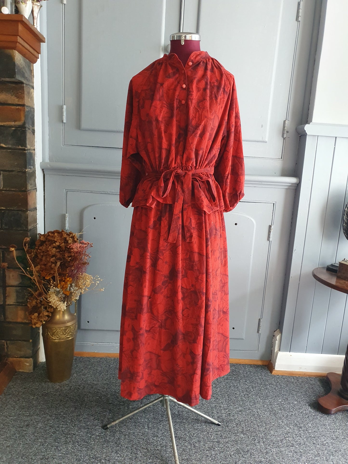 Vintage House of Raymonde Red Floral Two-Piece Set – AU 10