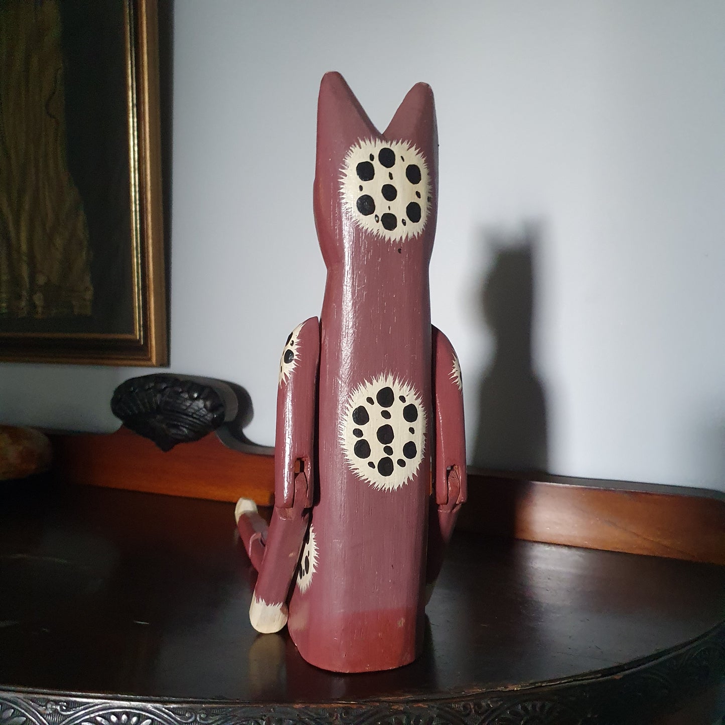 Large Hand Painted Wooden Articulated Cat