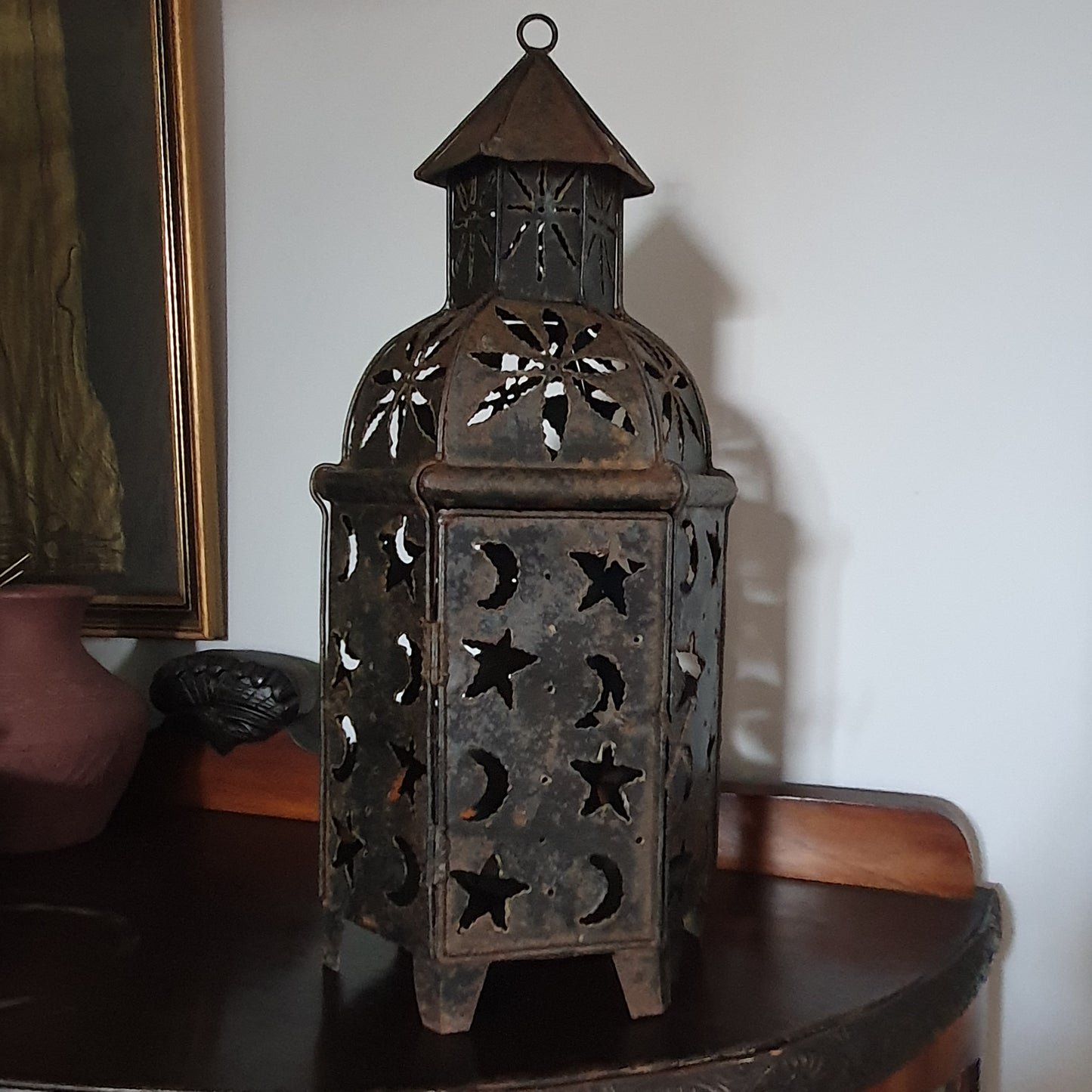 Large Celestial Star & Moon Metal Candle Lantern – 54cm