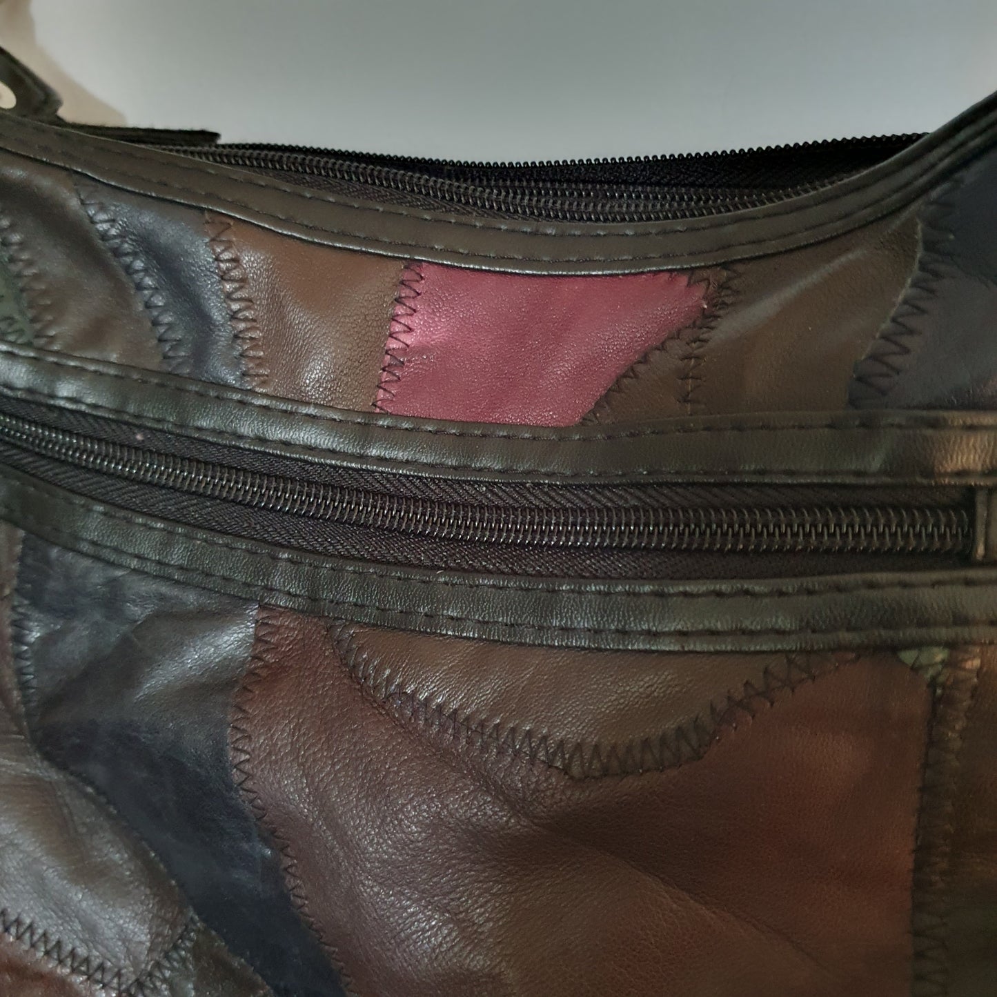 Patchwork Genuine Leather Shoulder Bag