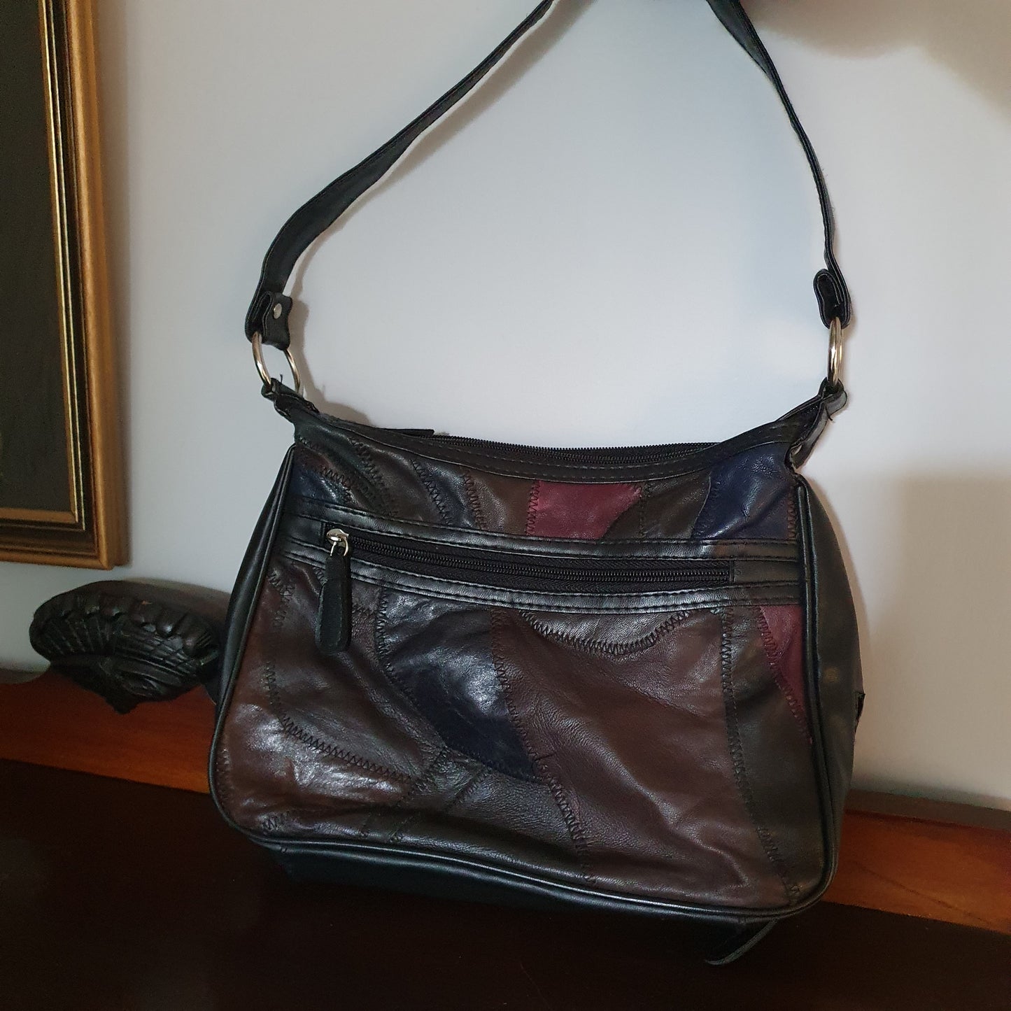 Patchwork Genuine Leather Shoulder Bag