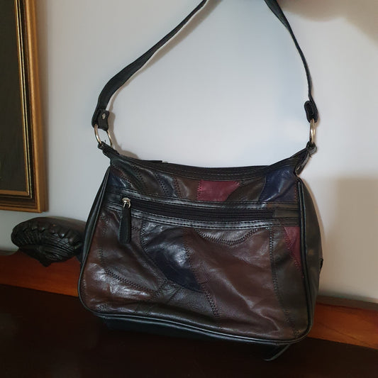 Patchwork Genuine Leather Shoulder Bag