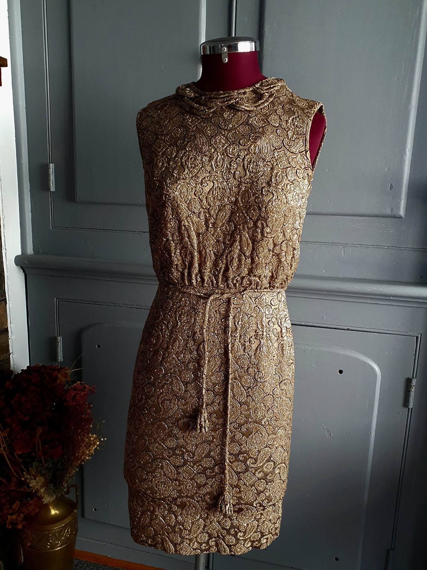 Vintage 1960s Gold Lamé Brocade Cocktail Dress – Farmer’s Sydney – AU 8