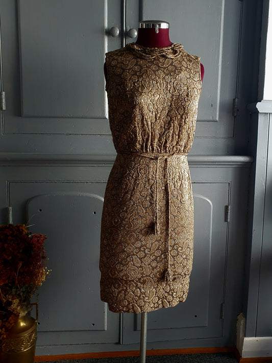 Vintage 1960s Gold Lamé Brocade Cocktail Dress – Farmer’s Sydney – AU 8