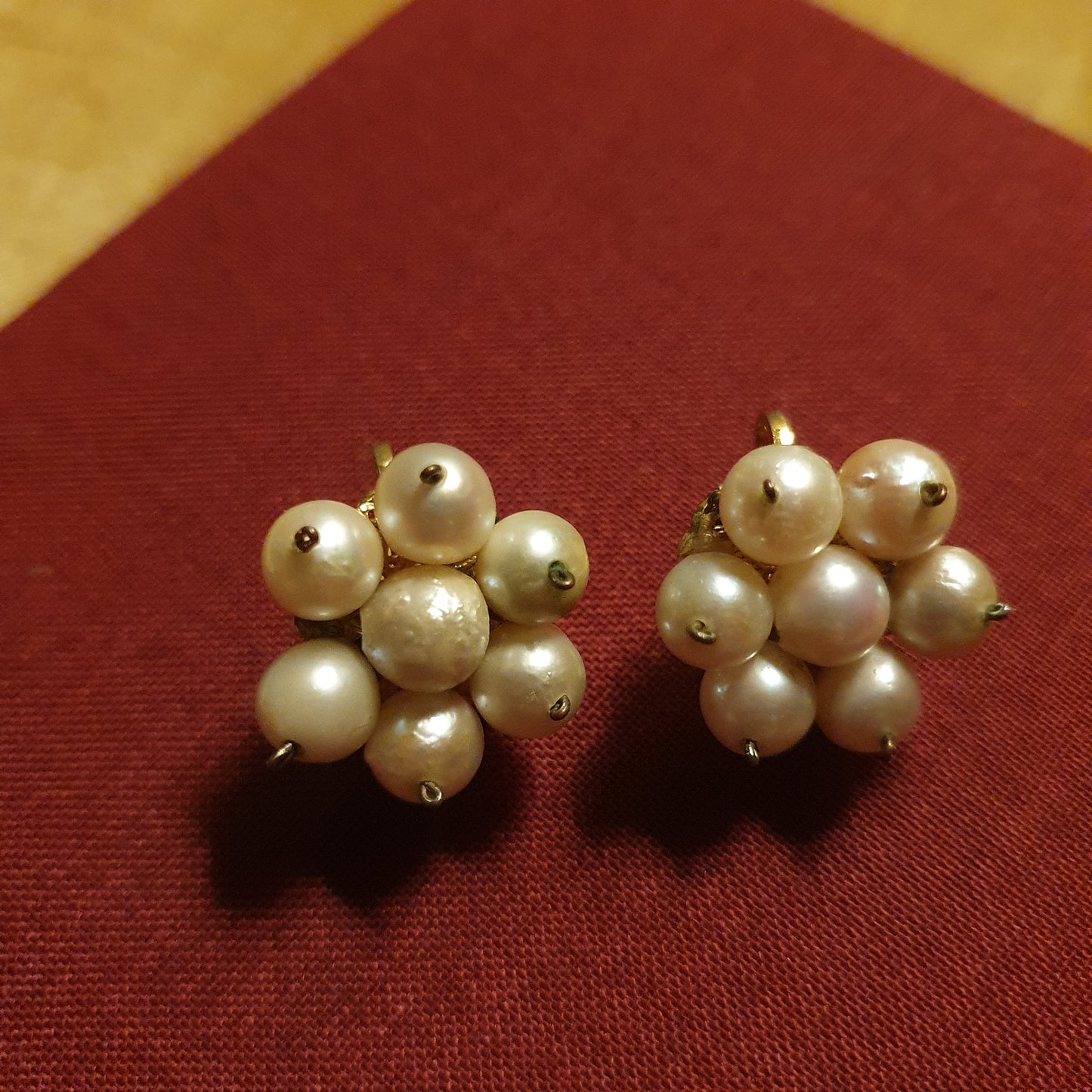 Vintage Cultured Pearl Cluster Clip-On Earrings