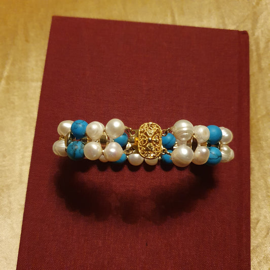 Vintage Freshwater Pearl & Turquoise Bracelet