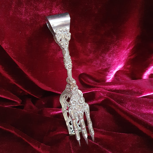 Vintage Ornate Bird Claw Serving Tongs