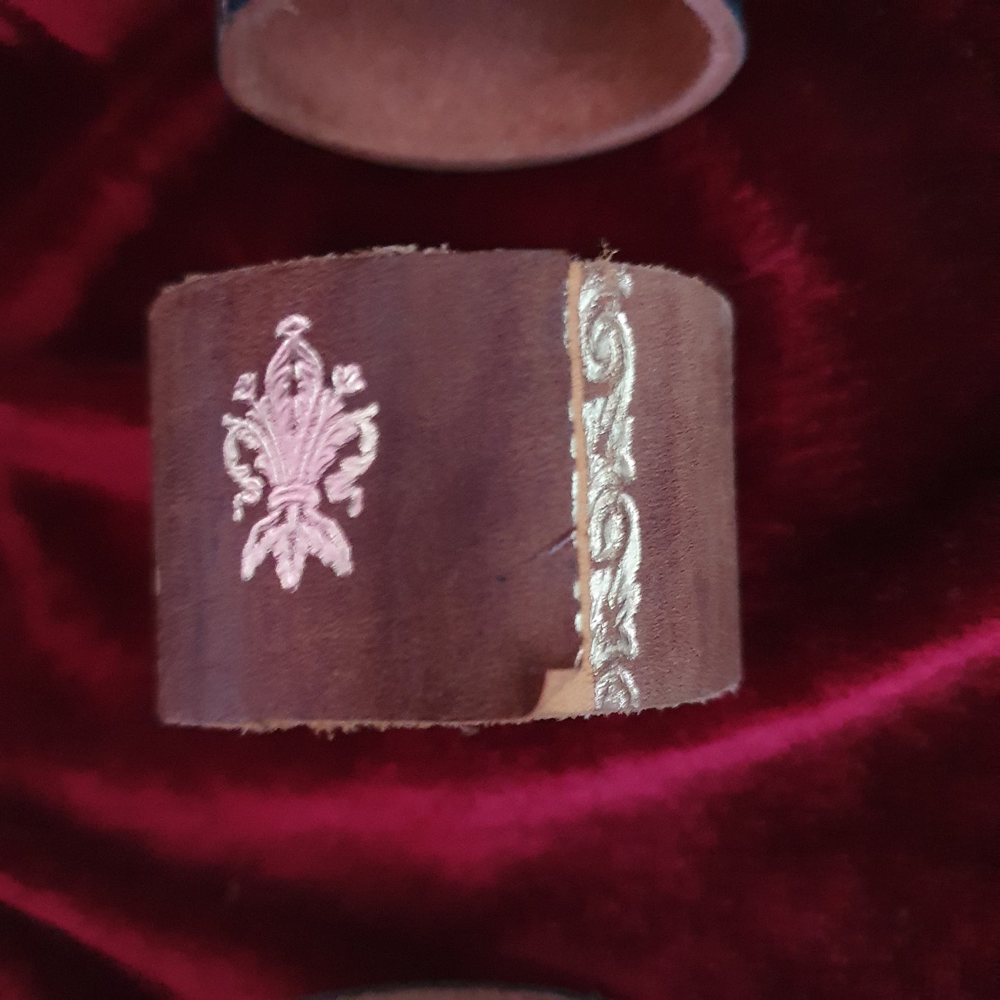 Vintage Leather Heraldic Napkin Rings – Set of Six