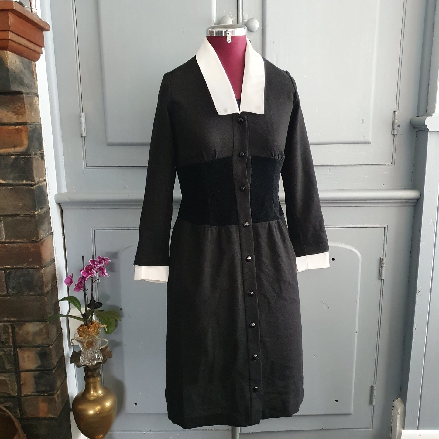 Vintage Ninette Pure Wool Black & White Dress – modern 10