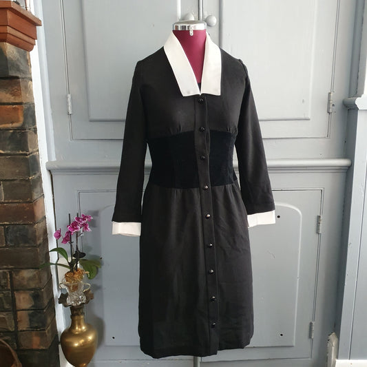 Vintage Ninette Pure Wool Black & White Dress – modern 10