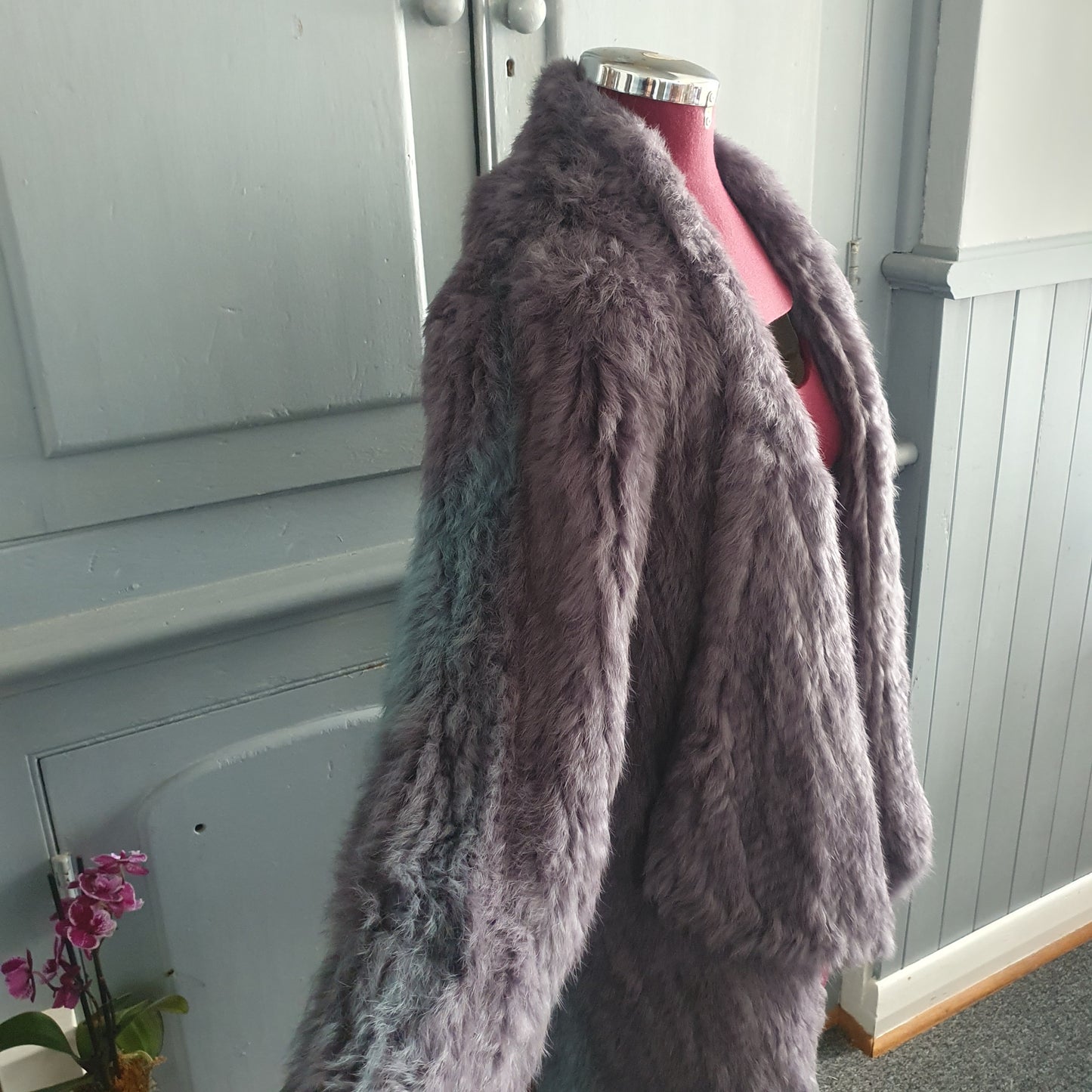 Alexandra Genuine Rabbit Fur Coat – Lilac Size M
