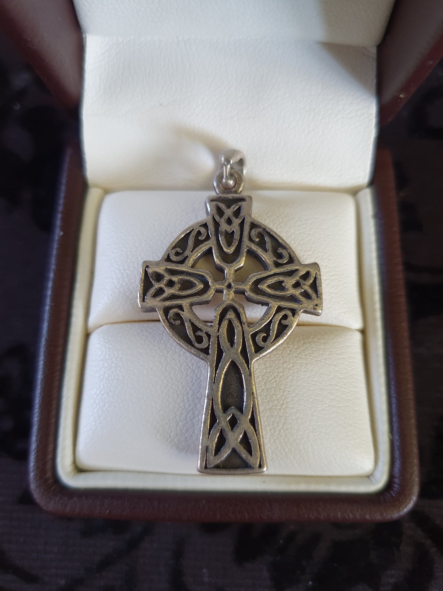 Vintage Sterling Silver Celtic Cross Pendant – Heavy, Detailed Knotwork – Stamped