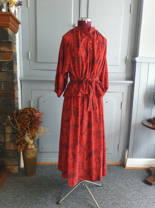 Vintage House of Raymonde Red Floral Two-Piece Set – AU 10