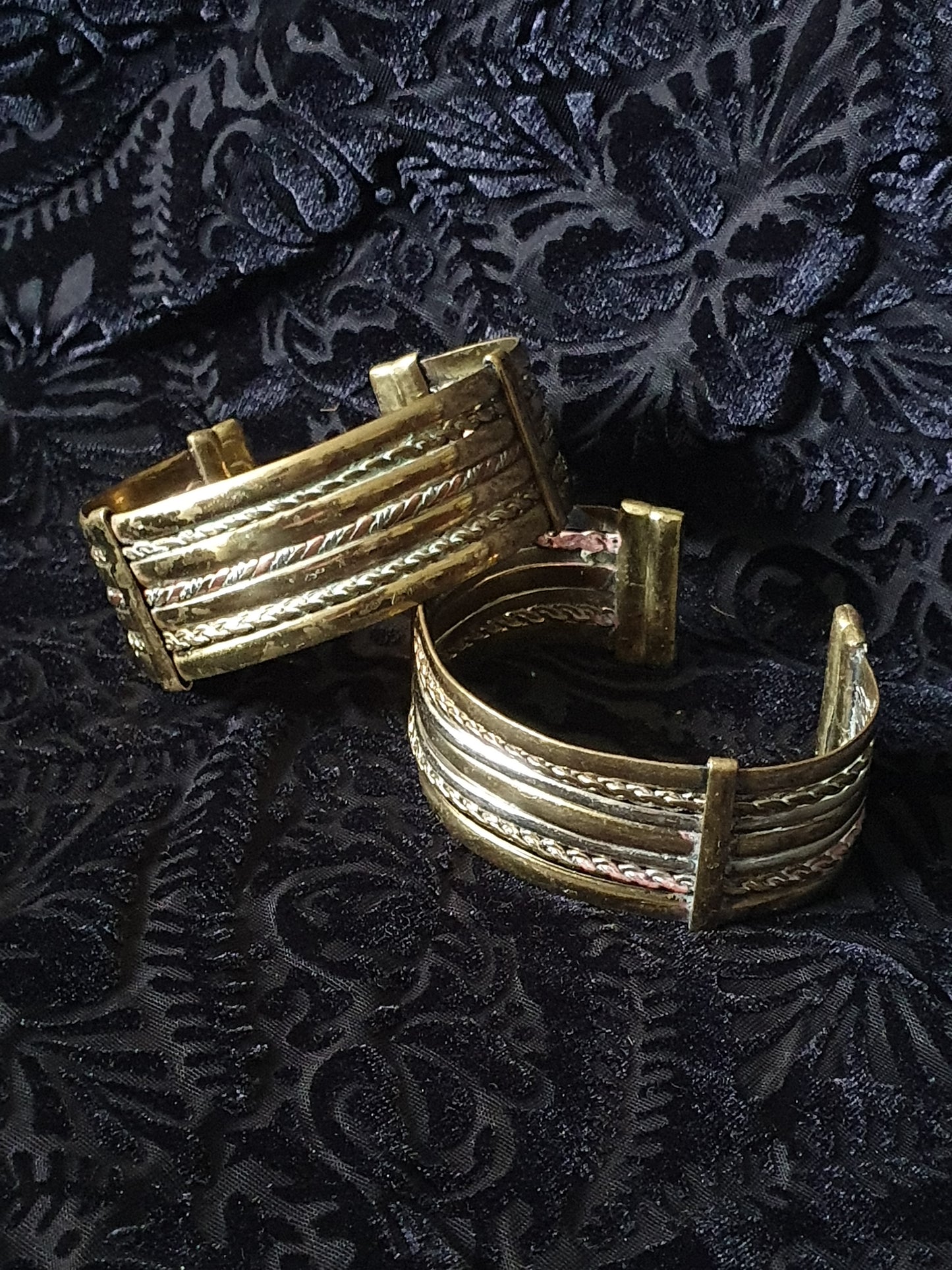 Torcs — Vintage Handmade Mixed Metal Pair. Brass & Copper.