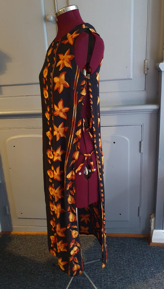 Handmade Tie-Side Boho Maxi Dress – Floral Print. Size 8-12