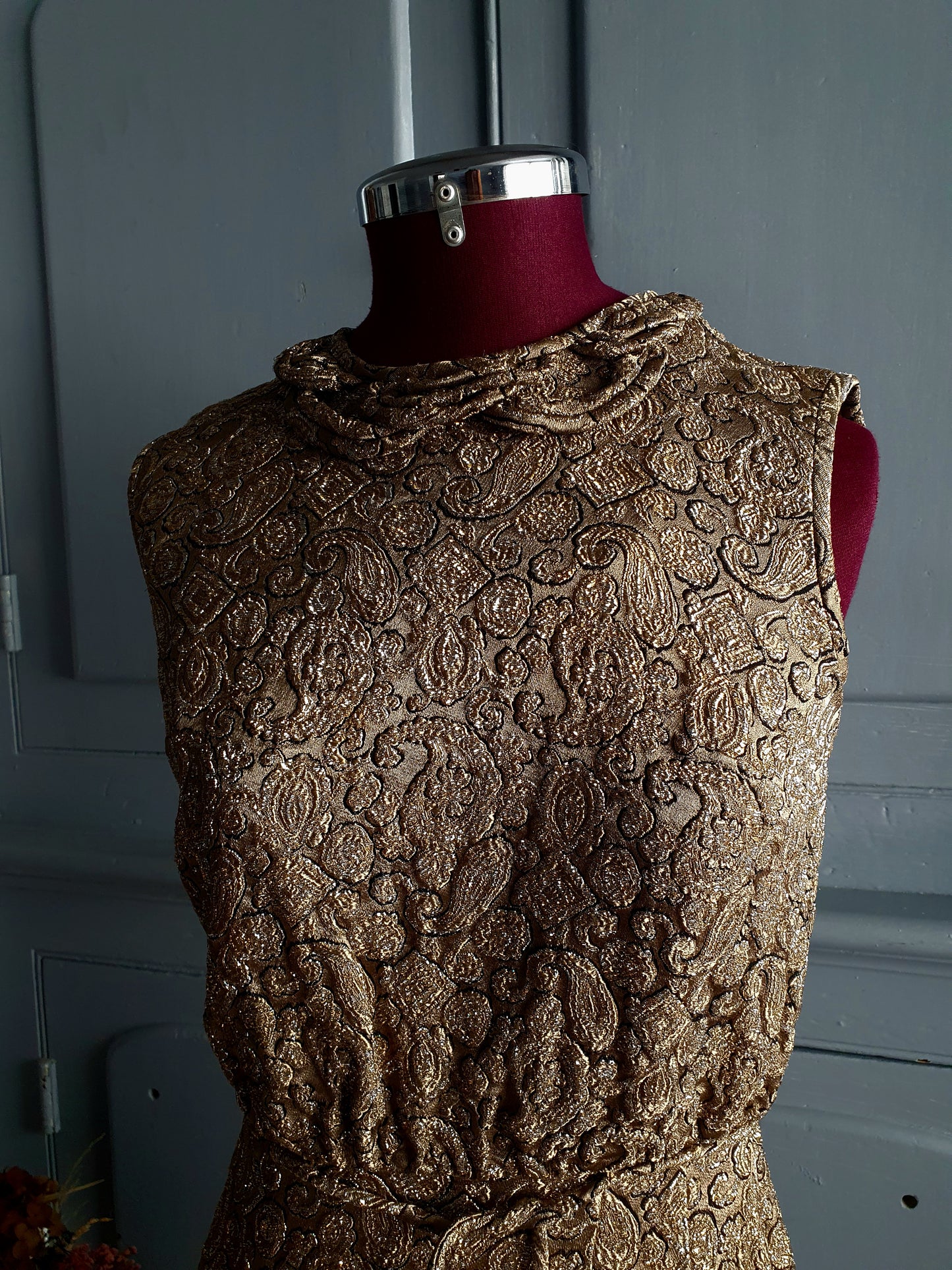 Vintage 1960s Gold Lamé Brocade Cocktail Dress – Farmer’s Sydney – AU 8