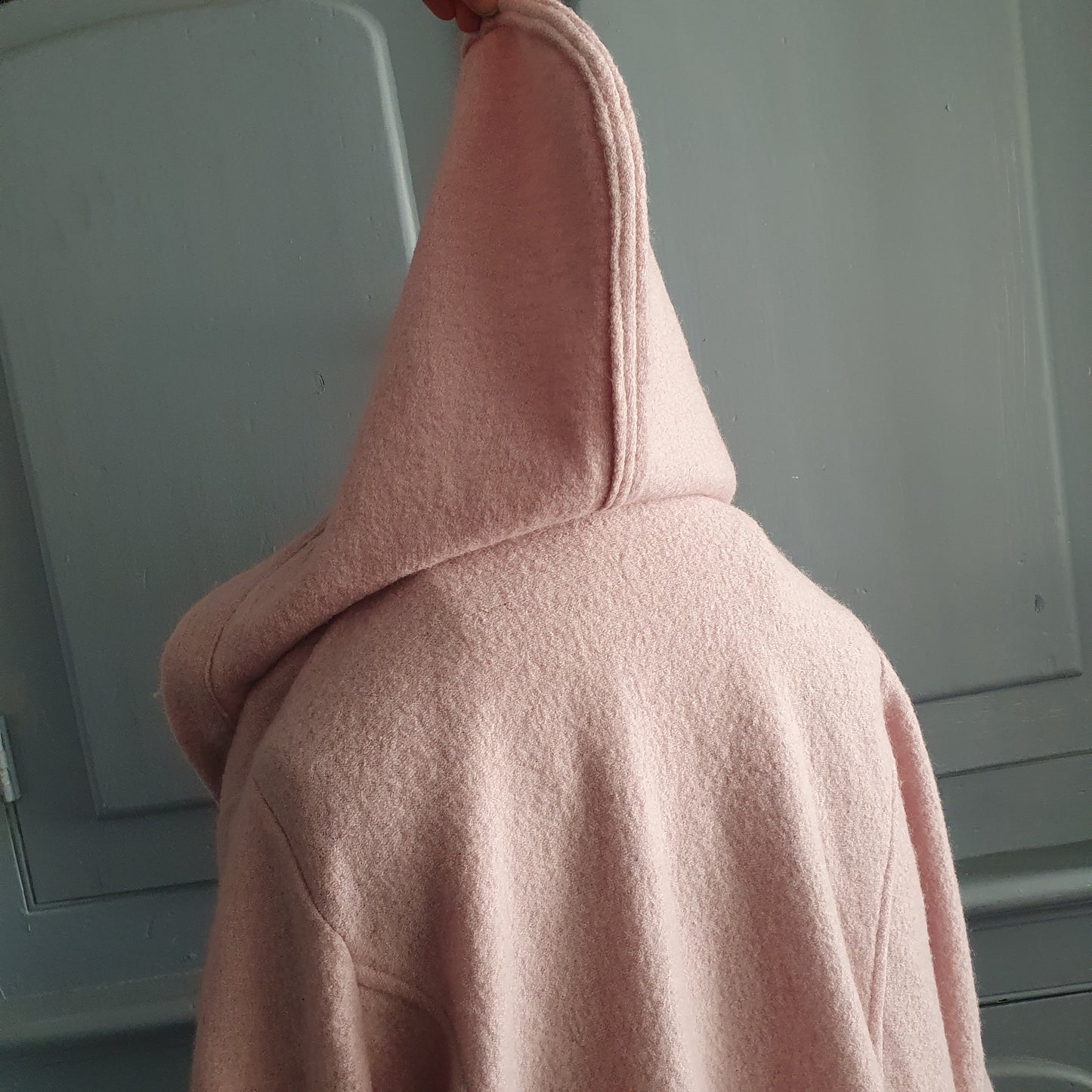 Blush Pink 100% Wool Hooded Coat – Size L