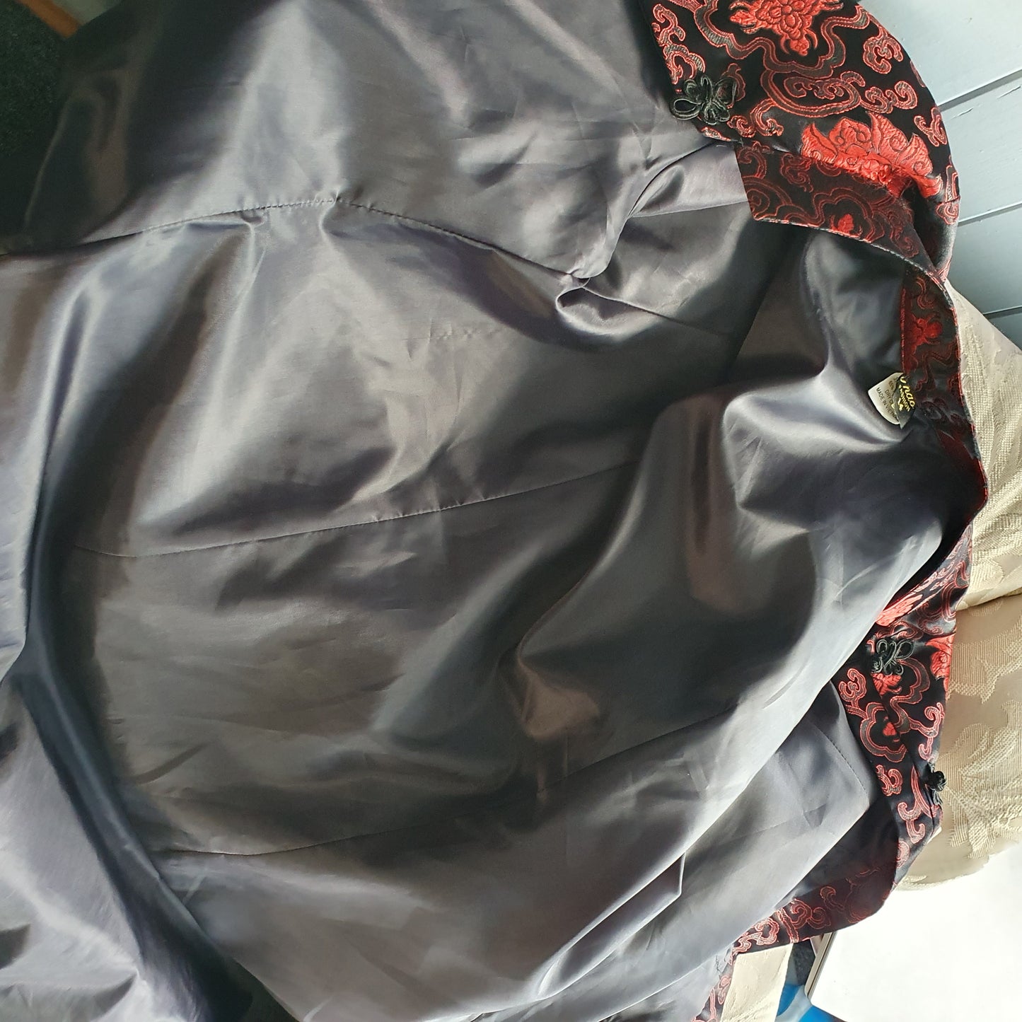 Red & Black Gothic Brocade Statement Jacket - size M