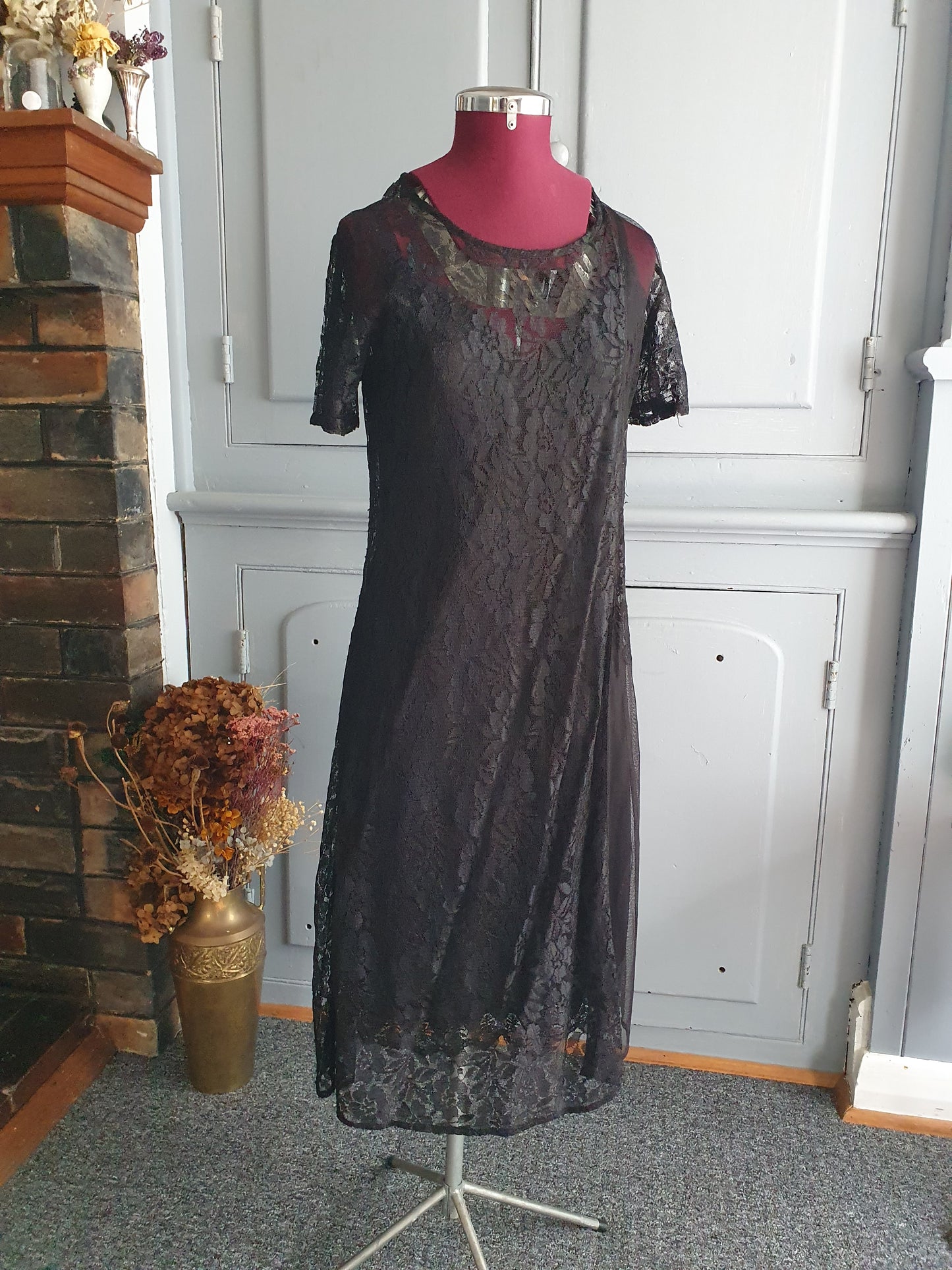 Y2K Black Lace Layered Dress – VENUS- Size M