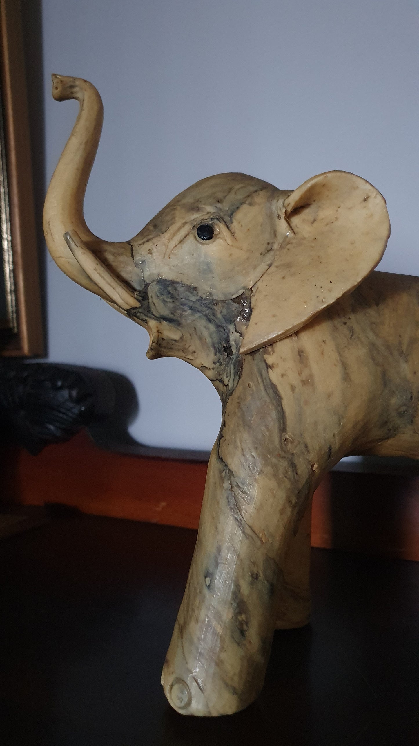 Vintage Mid-Century Crushed Shell Elephant Sculpture