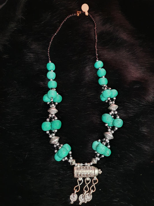 Vintage Himalayan Magnesite Beaded Statement Necklace