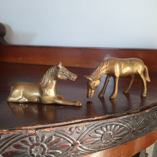 Vintage Solid Brass Horse Figurines – Pair