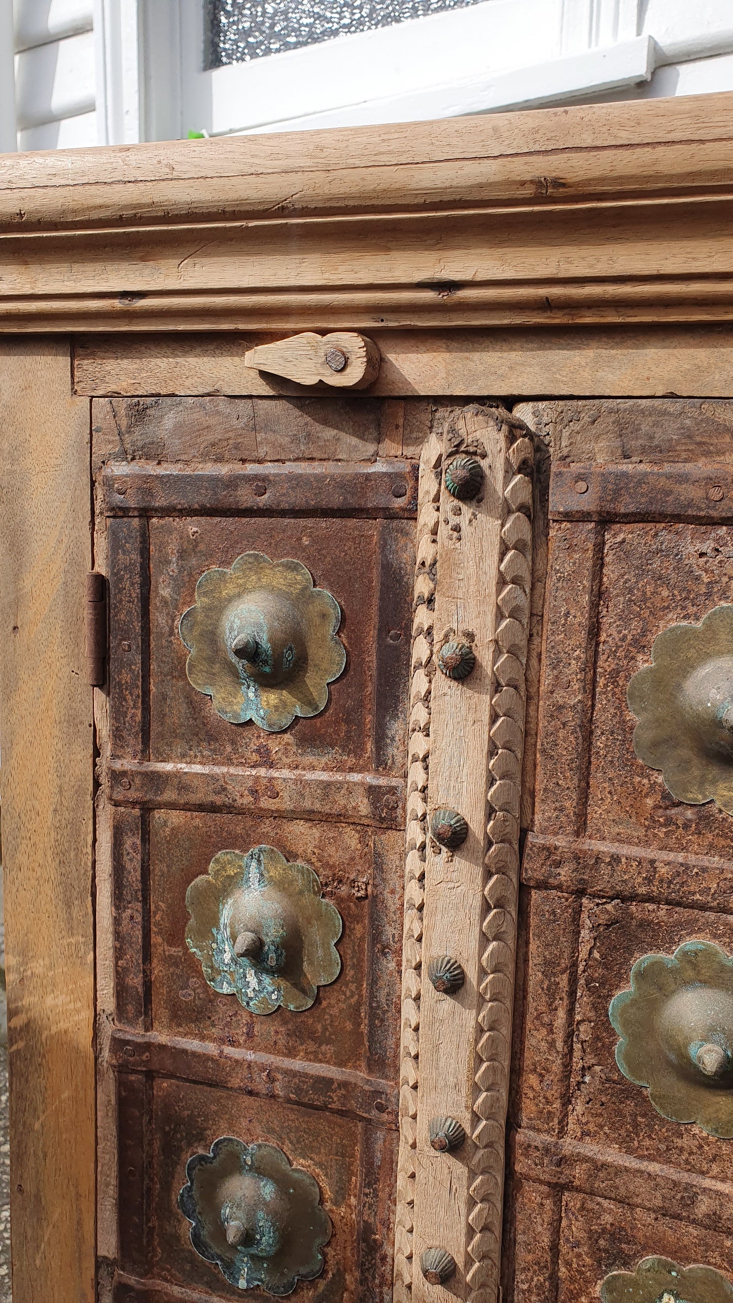 Indian Haveli Style Cabinet with Iron & Brass Doors