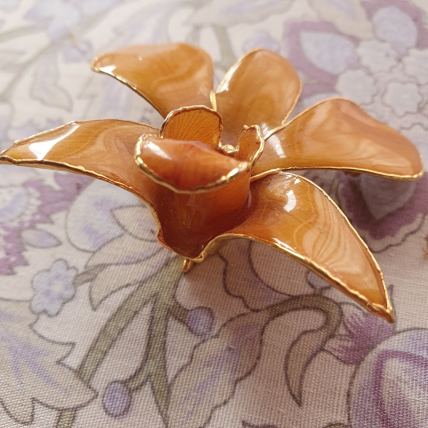 Real Preserved Orchid Flower Brooch / Necklace pendant – 6cm