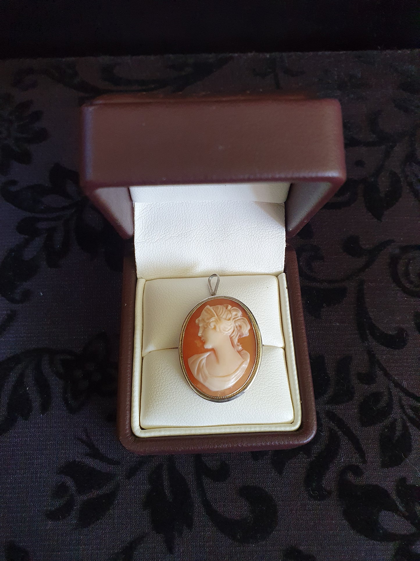 Vintage Sterling Silver Hand Carved Shell Cameo Brooch & Pendant 1960s–80s.