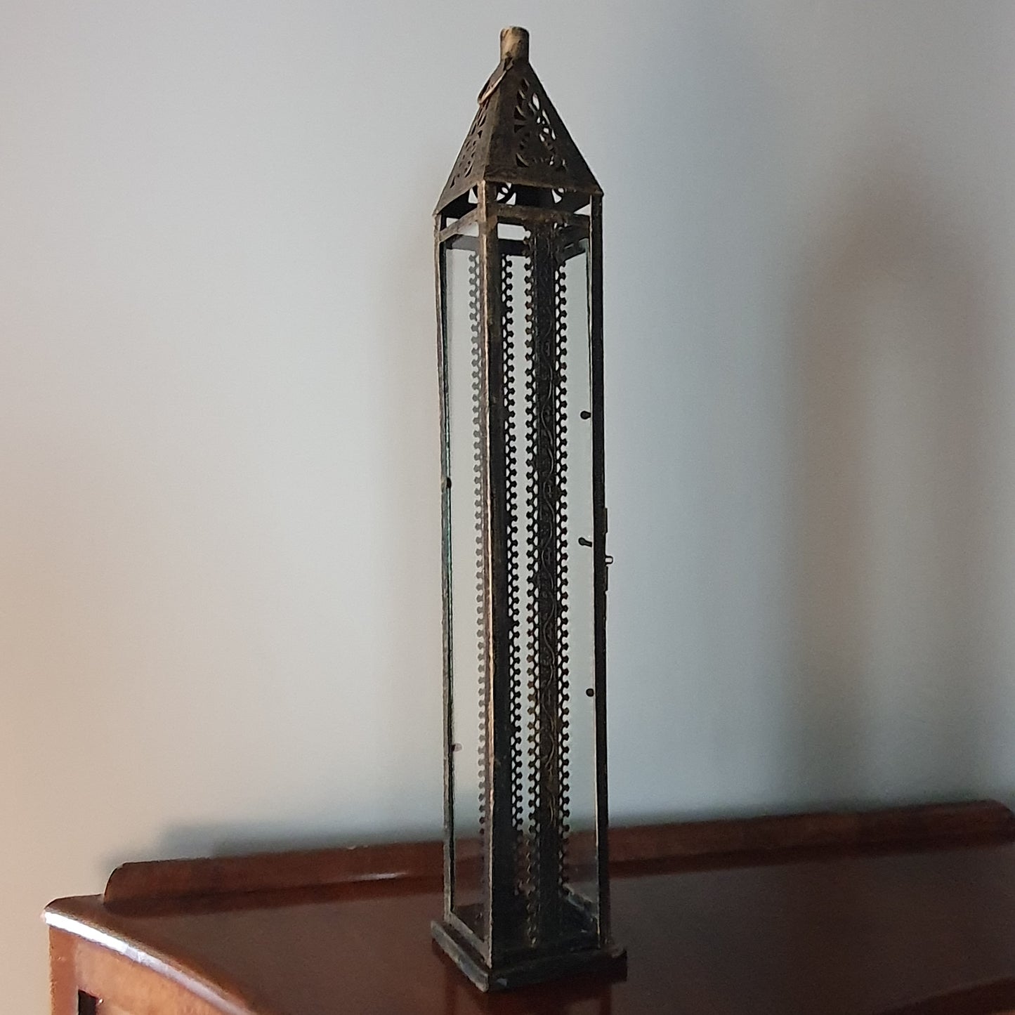 Tall Moorish Style Metal & Glass Candle Lantern – 60cm