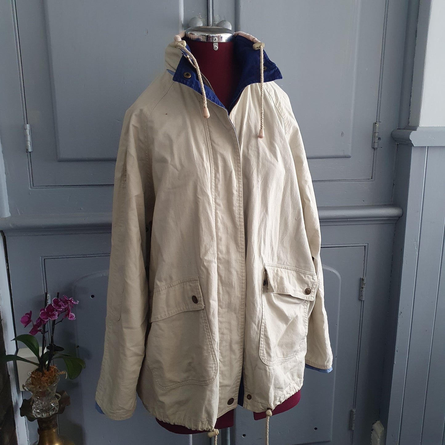 Vintage LATTE Cotton Hooded Parka Jacket – Size 14