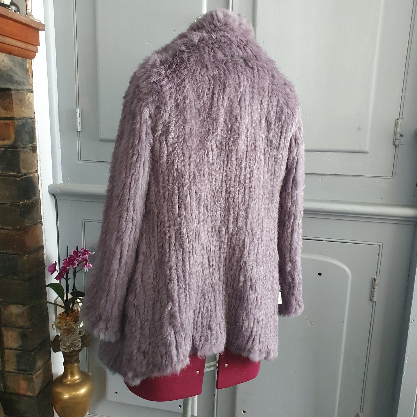 Alexandra Genuine Rabbit Fur Coat – Lilac Size M