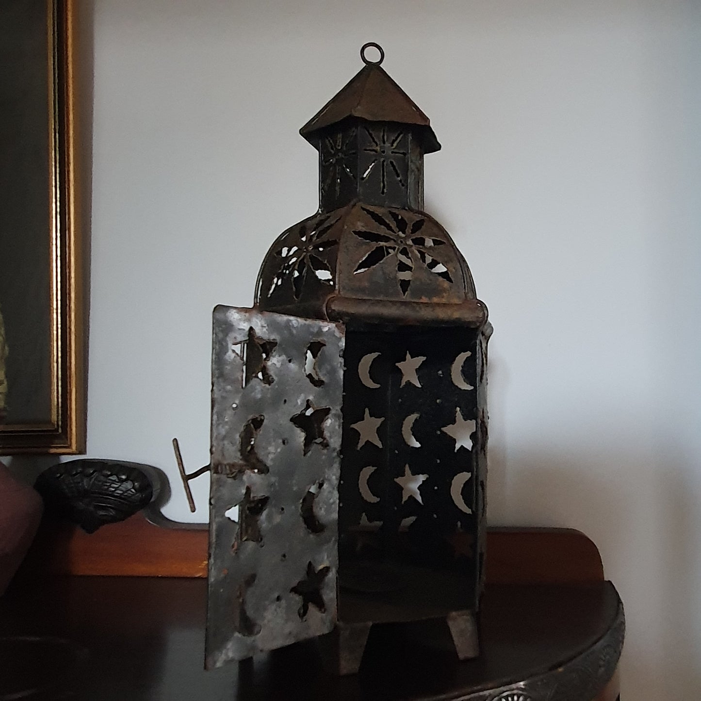 Large Celestial Star & Moon Metal Candle Lantern – 54cm
