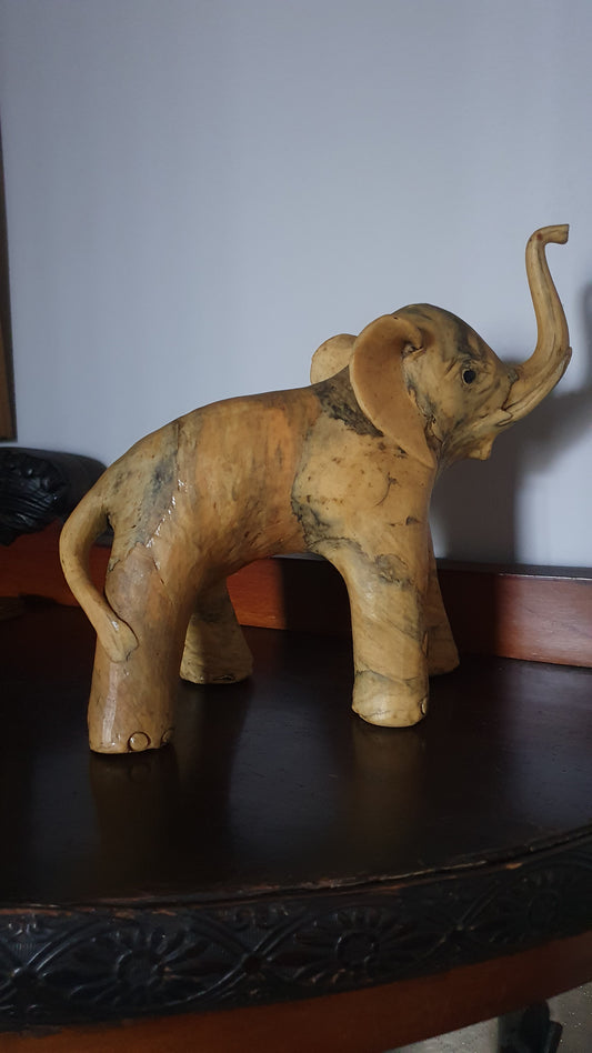 Vintage Mid-Century Crushed Shell Elephant Sculpture