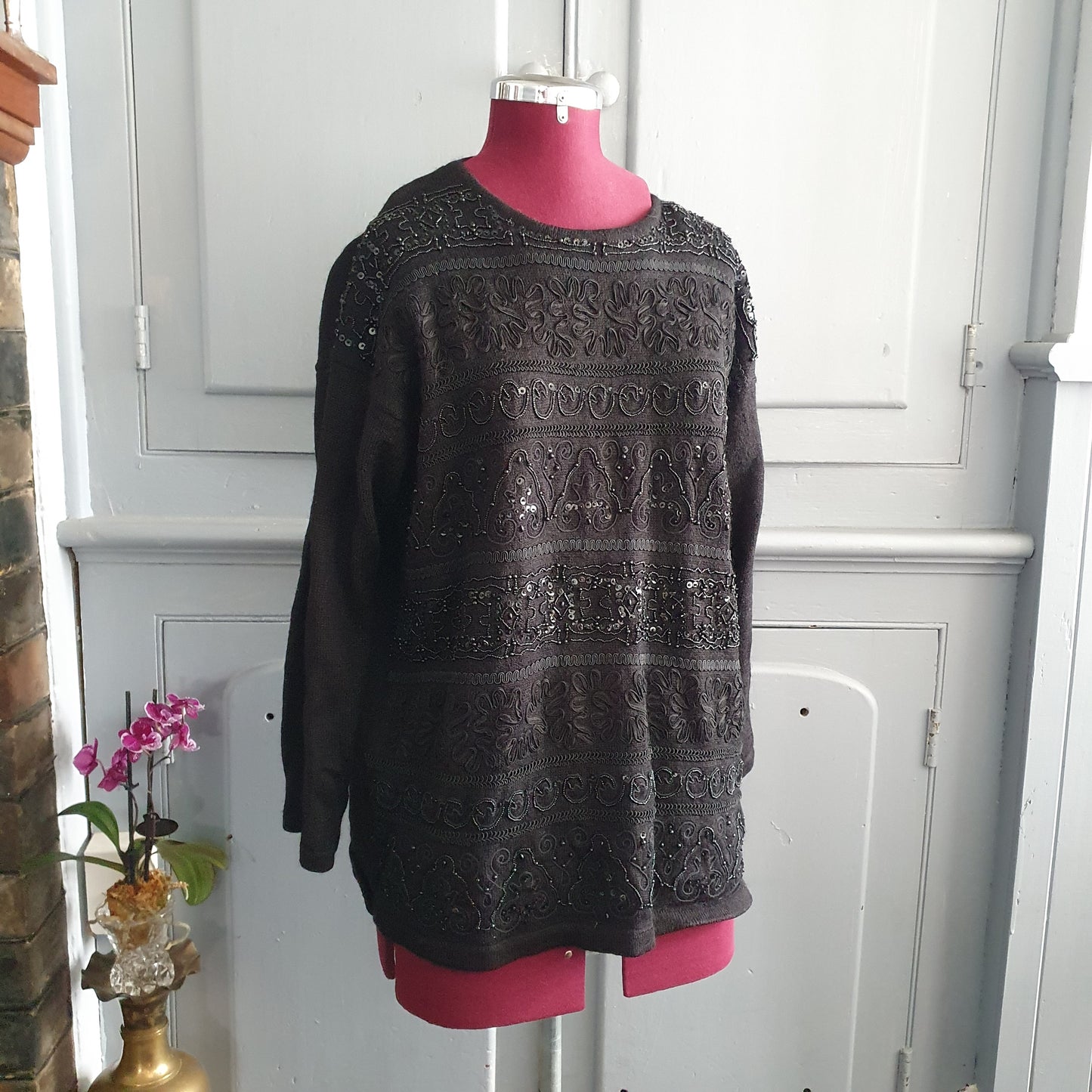 BIB Black Embellished Wool Blend Jumper