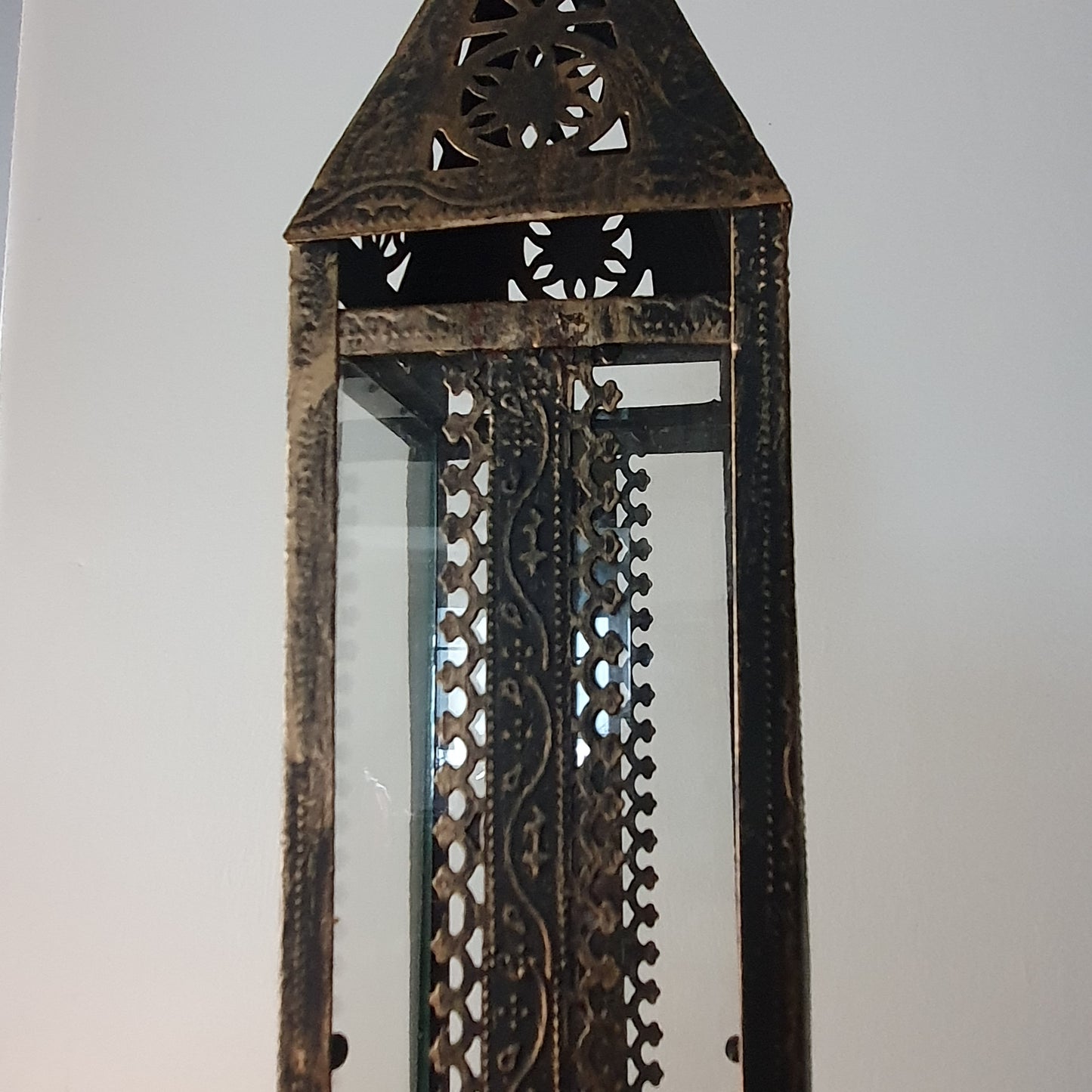Tall Moorish Style Metal & Glass Candle Lantern – 60cm