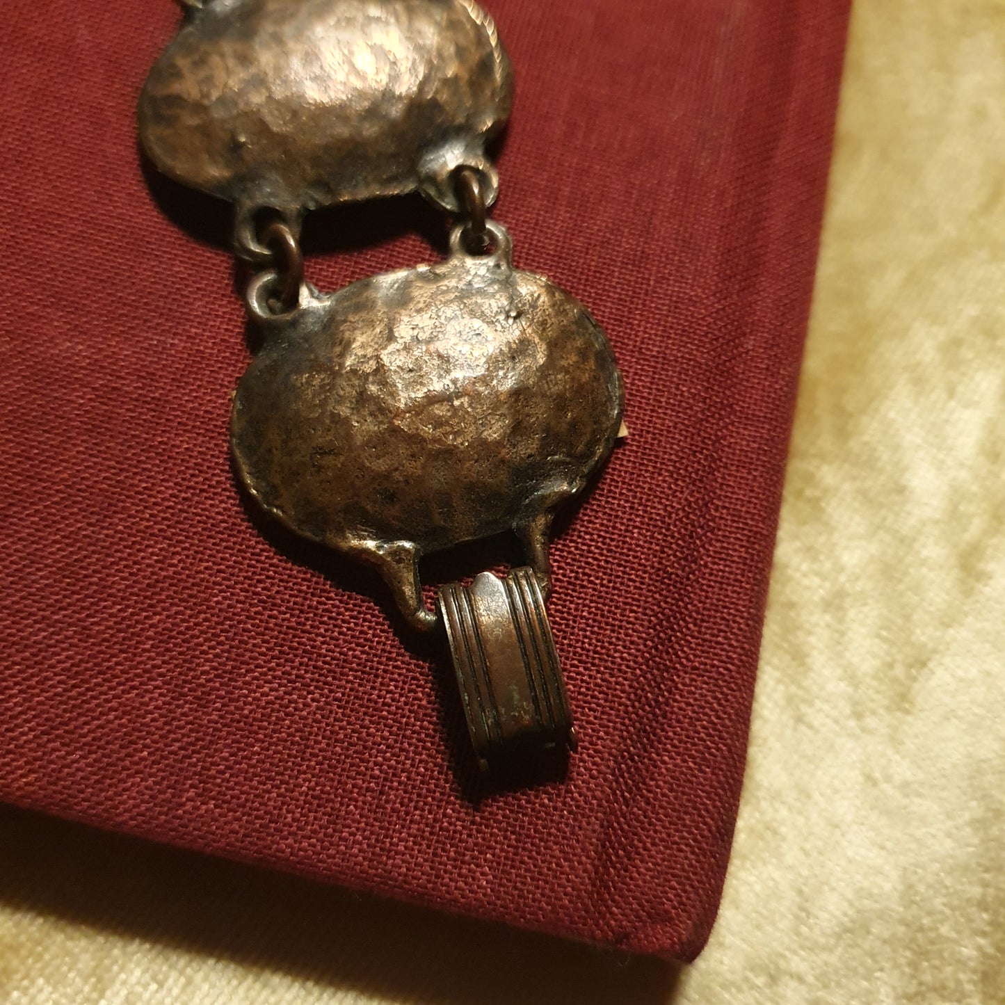 Vintage Hammered Copper Shield Bracelet