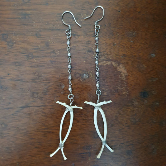 Sterling Silver Rib Bone Statement Earrings