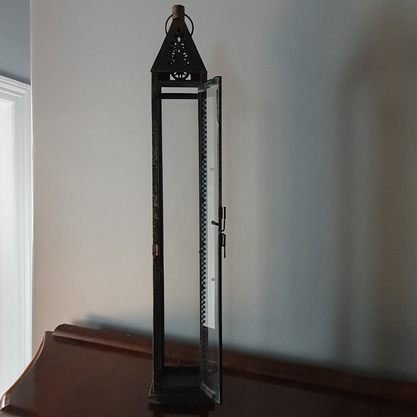 Tall Moorish Style Metal & Glass Candle Lantern – 60cm
